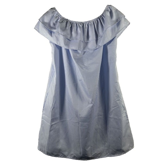 Unbranded Dresses & Skirts - Beach Lounge Women\s Off Shoulder Ruffle Pockets Blue White Size XXL